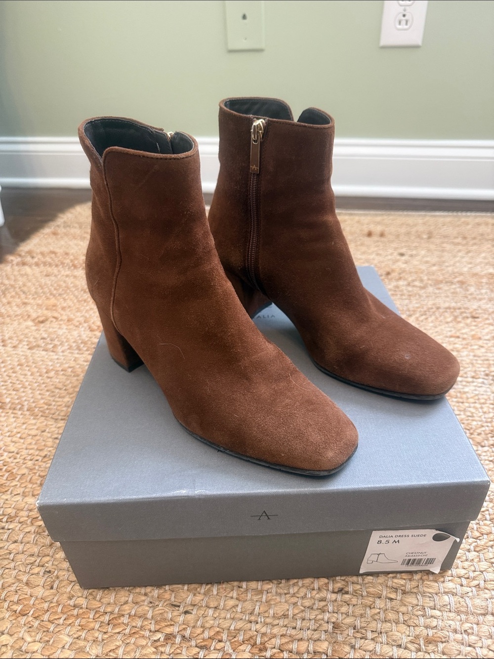 Aquatalia Dahlia Women's waterproof suede Ankle Booties in Brown with Side Zip